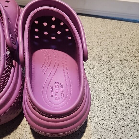 CROCS-Slingback Platform Stomp Clogs- Purple-W 10/M 8 Purple NEW - Picture 3 of 4